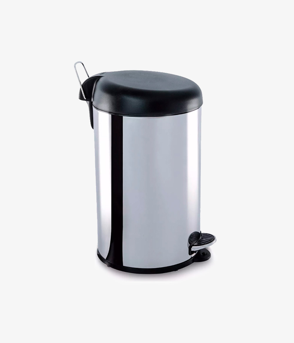 Lixeira Inox Com Pedal Tampa Preta