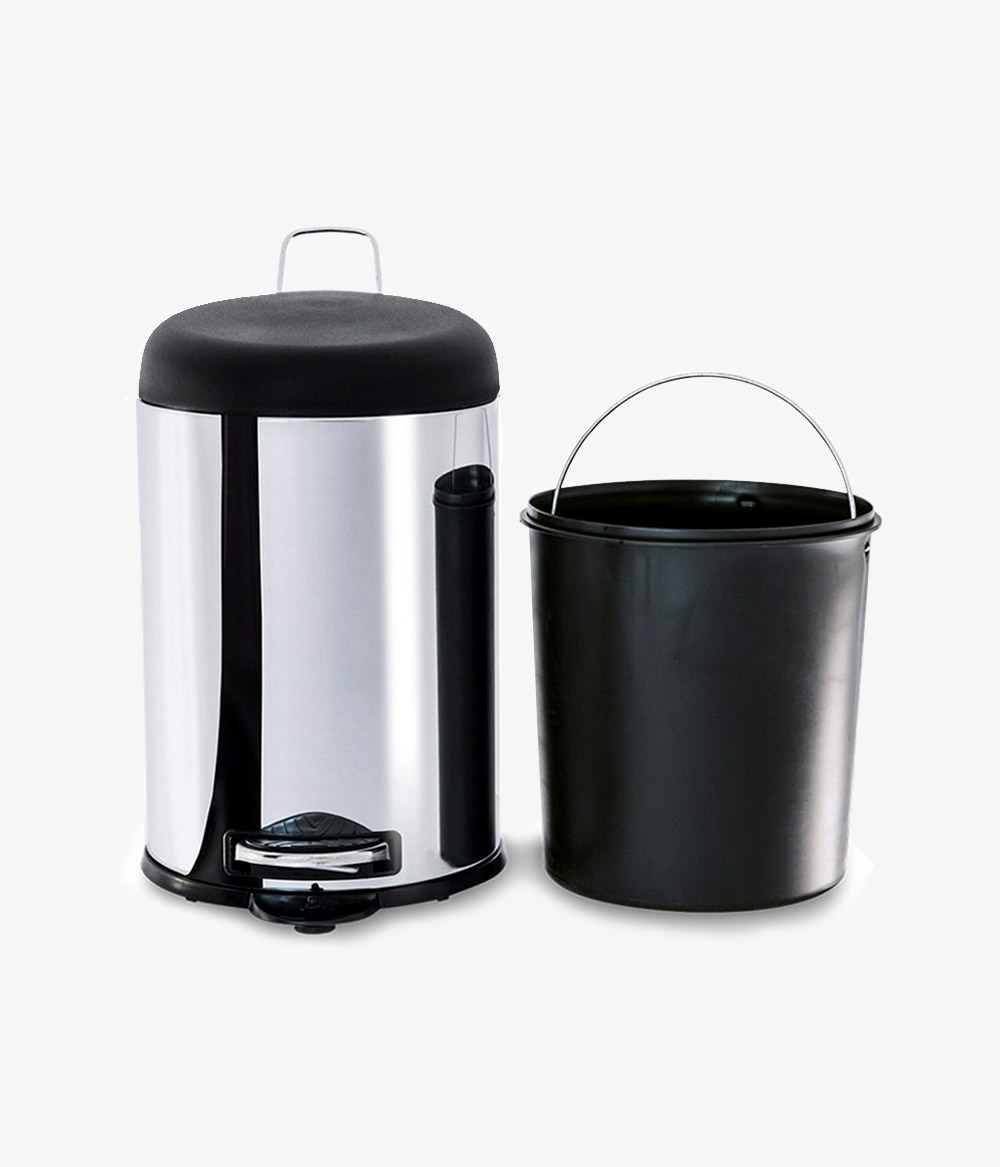 Lixeira Inox Com Pedal Tampa Preta