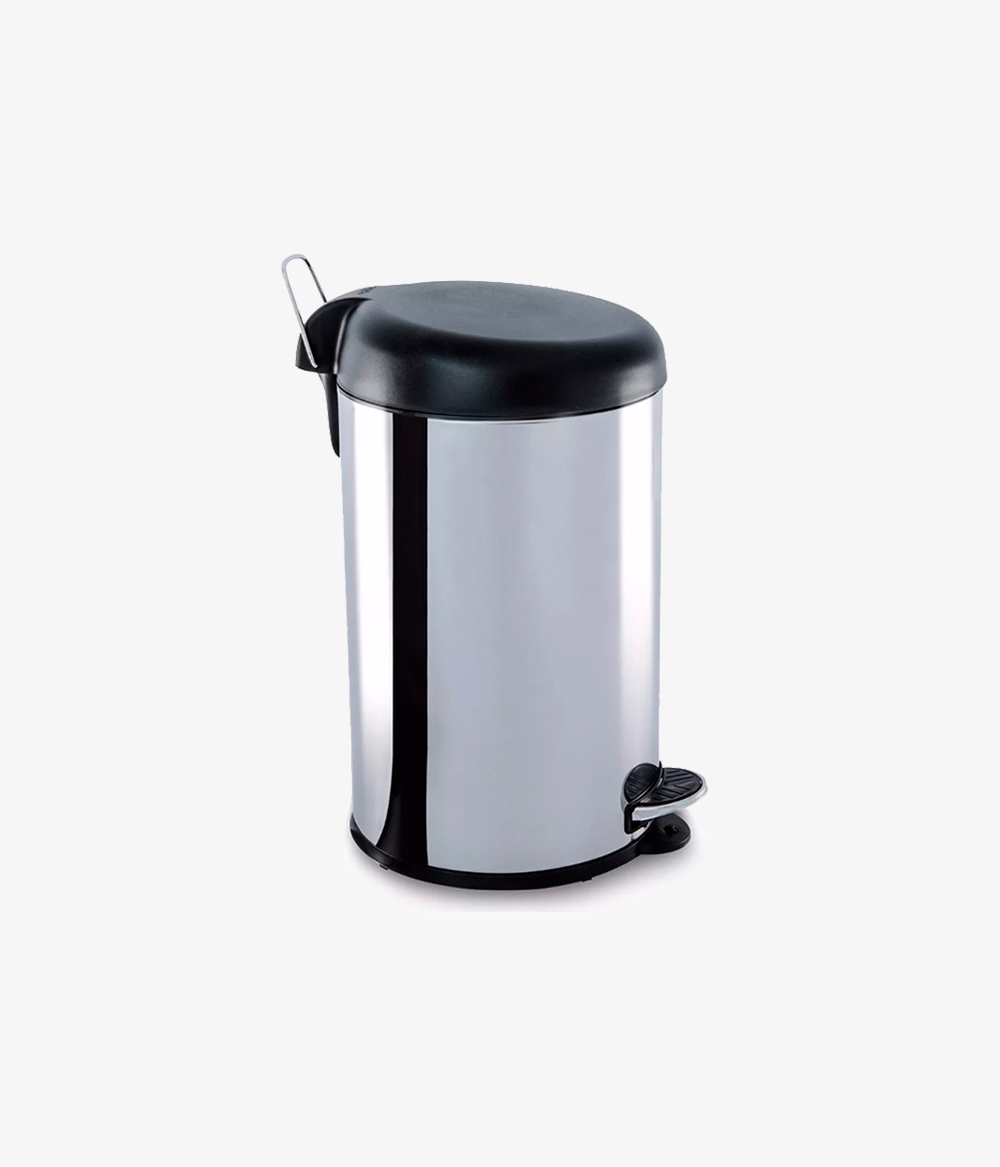 Lixeira Inox Com Pedal Tampa Preta