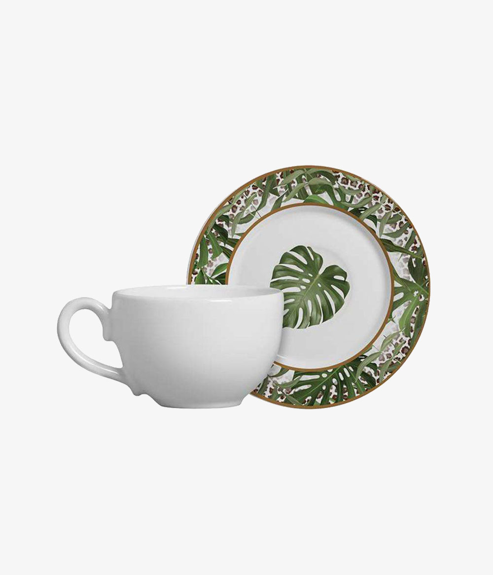 Conjunto 6 Xícaras de Chá + 6 Pires Leopardo