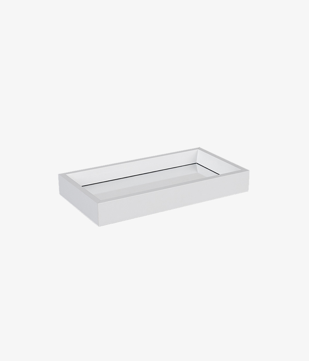 Espelho Emoldurado Bandeja Espelhada 15x30cm Branco Espelho Emoldurado Bandeja Espelhada 15x30cm Branco