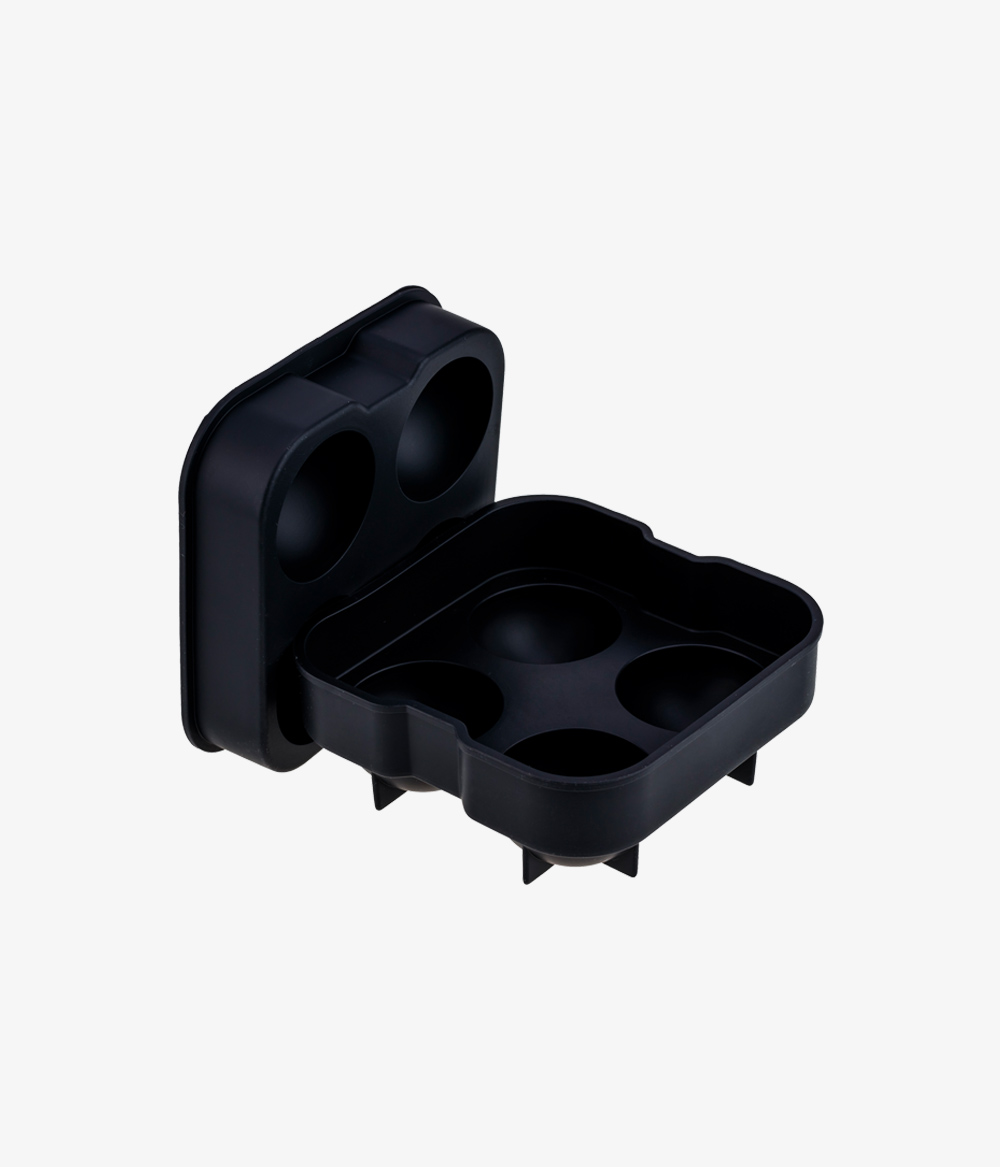 Forma de Gelo 4 Esferas em Silicone Preta Forma de Gelo 4 Esferas em Silicone Preta