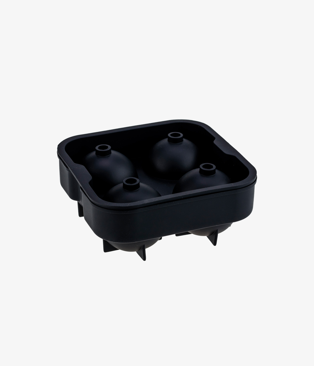 Forma de Gelo 4 Esferas em Silicone Preta Forma de Gelo 4 Esferas em Silicone Preta