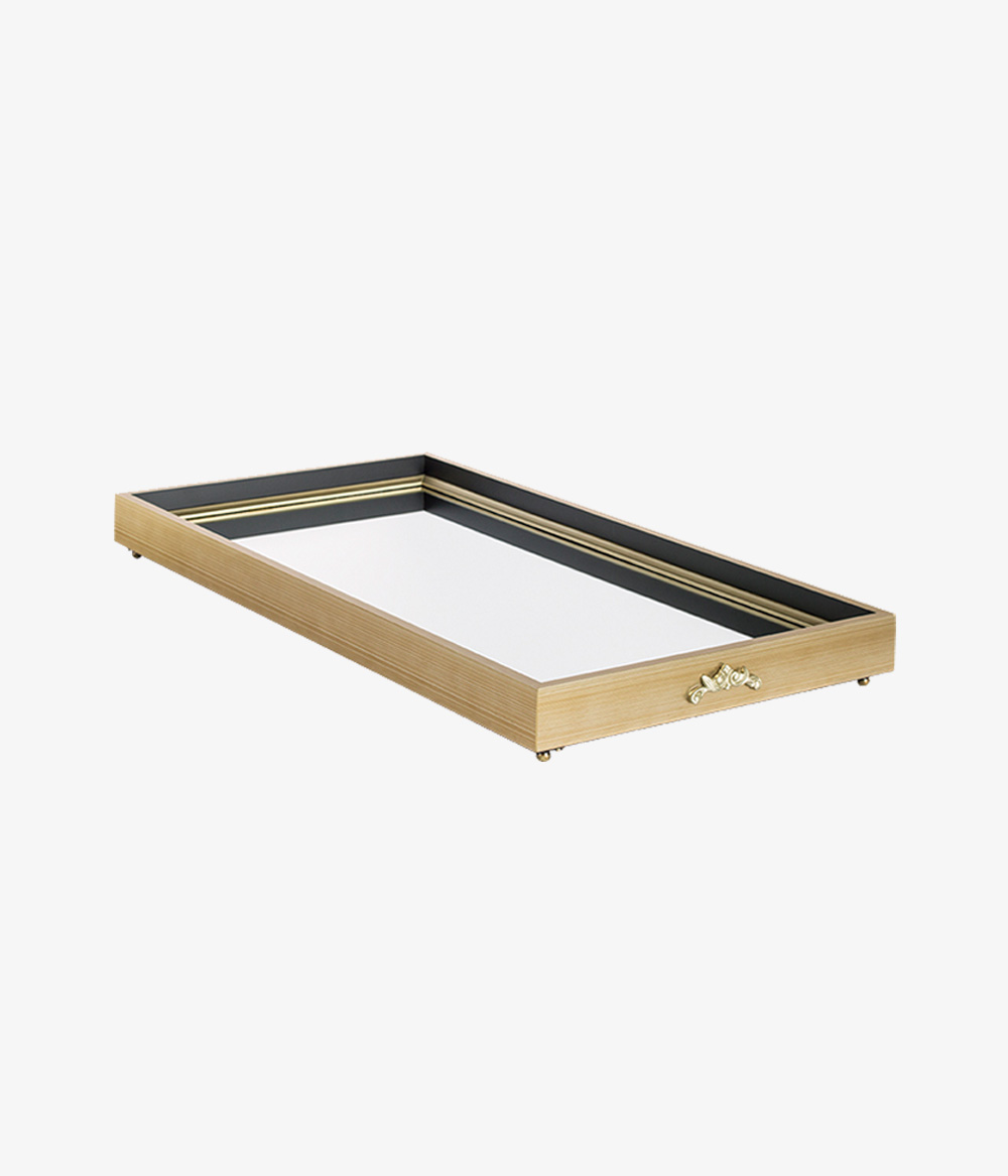 Espelho Emoldurado Bandeja Espelhada Pé Aplique 30x60cm