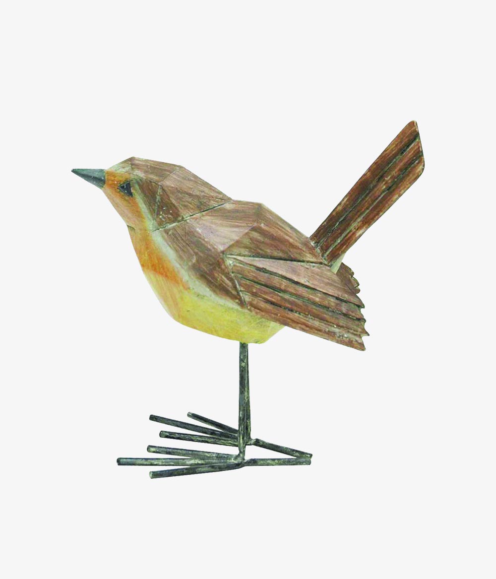 PASSARO DECORATIVO DE RESINA E METAL-COLORIDO 691