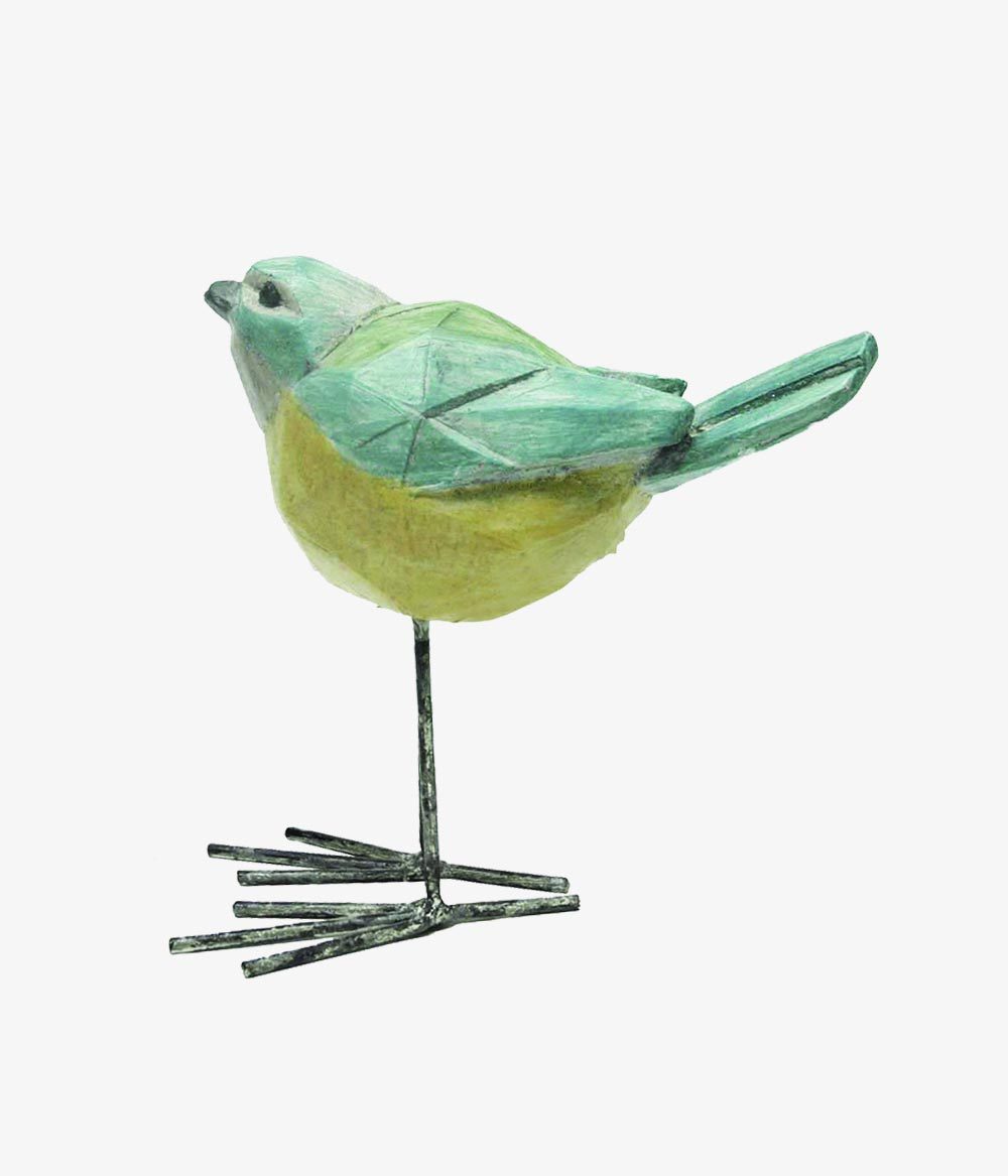 Pássaro Decorativo de Resina e Metal Colorido 694