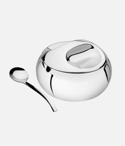 Açucareiro com colher em inox